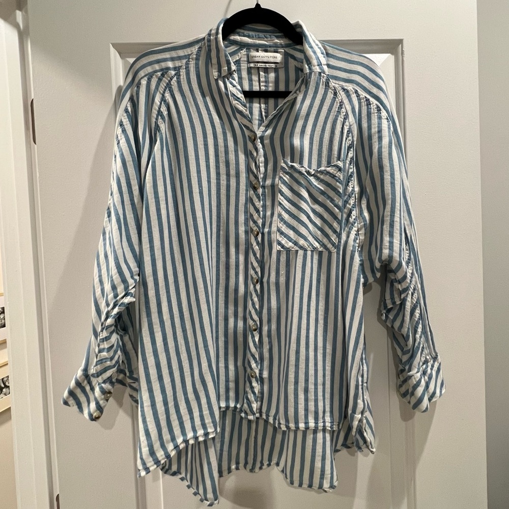 UO Blue Striped Button Down